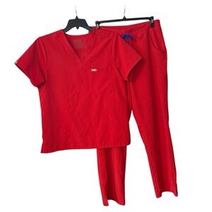 Figs Catarina & Kade Cargo Winning Red Scrub Set